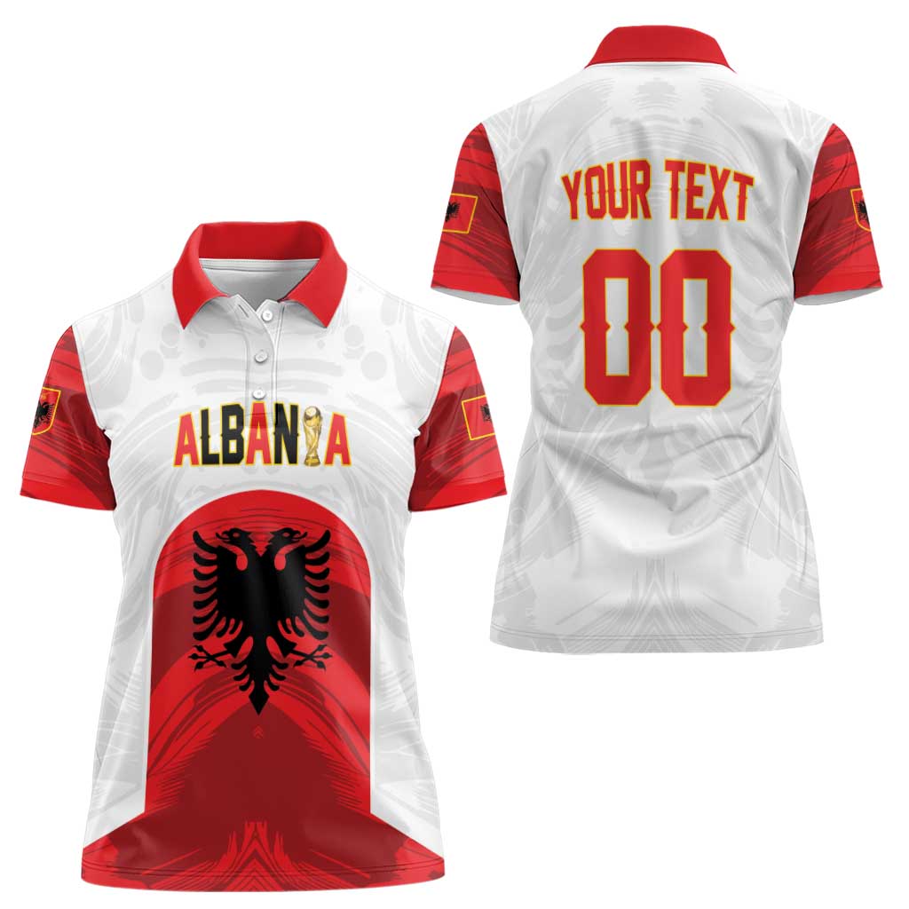 Custom Football 2026 Albania White Women Polo Shirt Kuqezinjte Come On