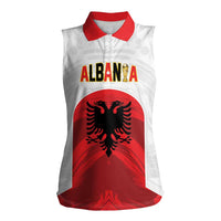 Custom Football 2026 Albania White Women Sleeveless Polo Shirt Kuqezinjte Come On