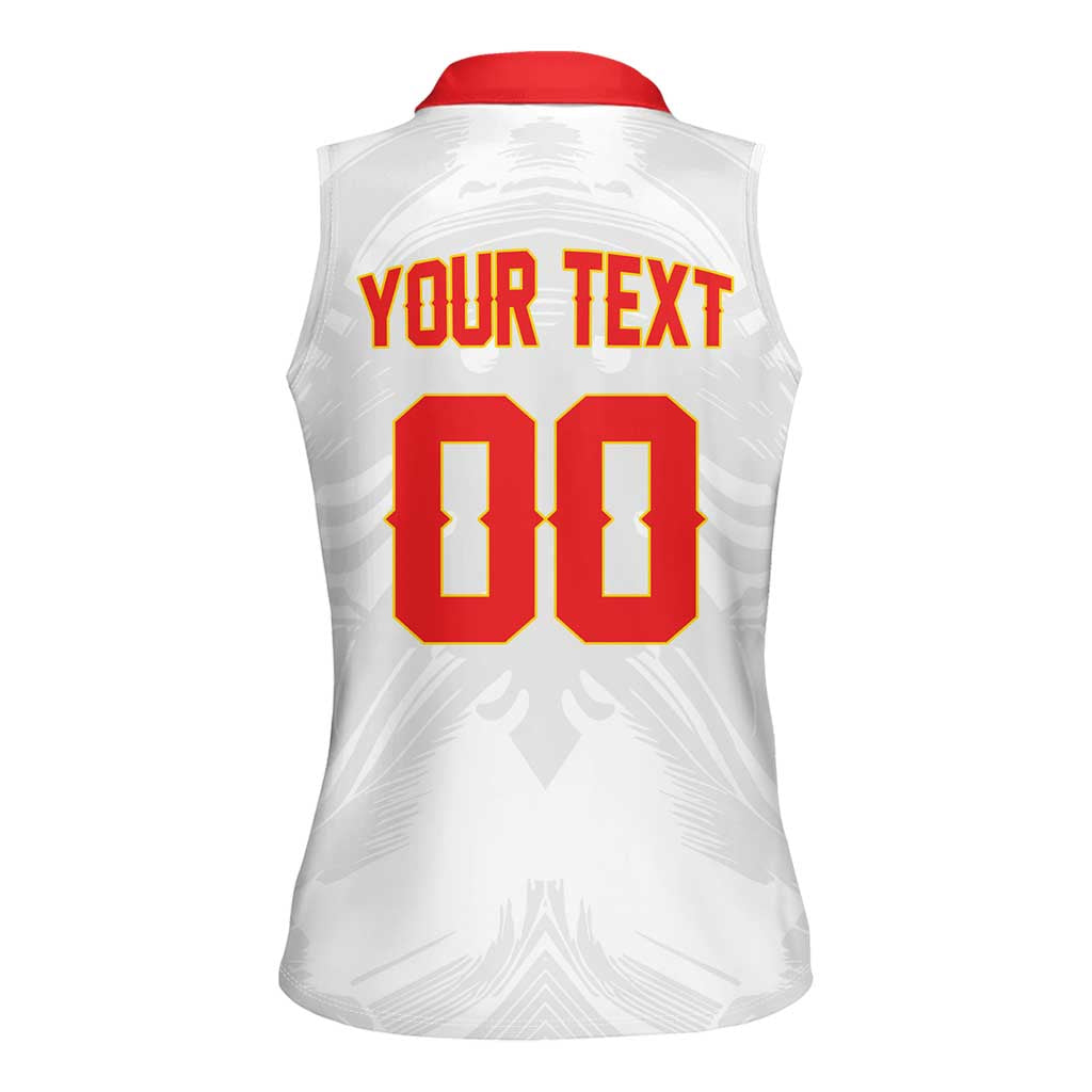 Custom Football 2026 Albania White Women Sleeveless Polo Shirt Kuqezinjte Come On