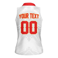 Custom Football 2026 Albania White Women Sleeveless Polo Shirt Kuqezinjte Come On