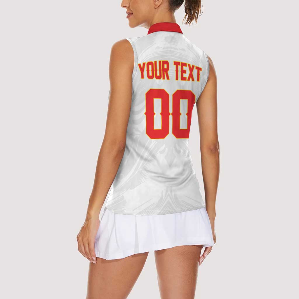 Custom Football 2026 Albania White Women Sleeveless Polo Shirt Kuqezinjte Come On