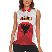 Custom Football 2026 Albania White Women Sleeveless Polo Shirt Kuqezinjte Come On
