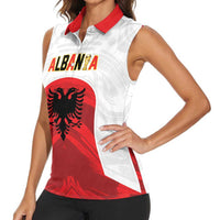 Custom Football 2026 Albania White Women Sleeveless Polo Shirt Kuqezinjte Come On