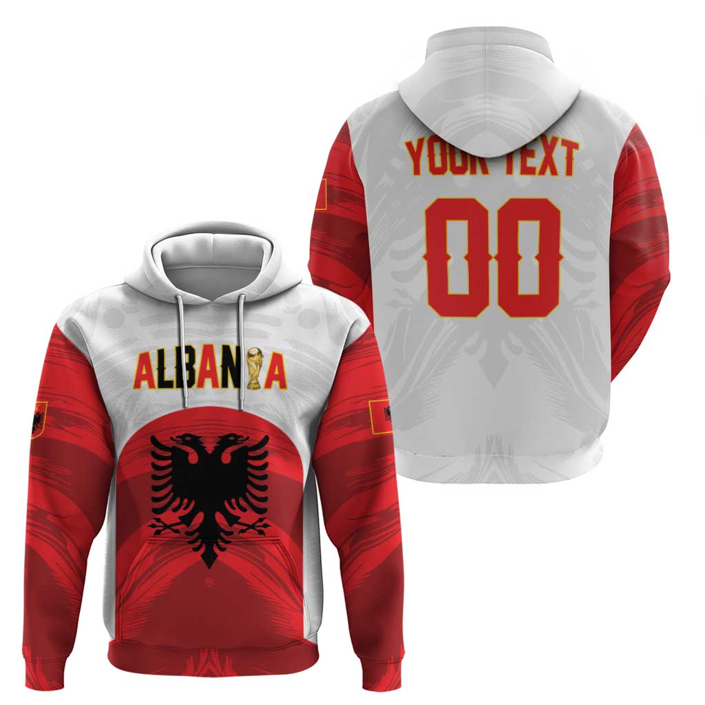 Custom Football 2026 Albania White Zip Hoodie Kuqezinjte Come On