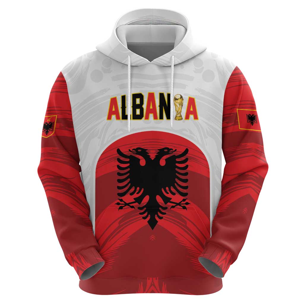 Custom Football 2026 Albania White Zip Hoodie Kuqezinjte Come On
