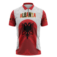 Custom Football 2026 Albania White Zipper Polo Shirt Kuqezinjte Come On