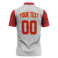 Custom Football 2026 Albania White Zipper Polo Shirt Kuqezinjte Come On