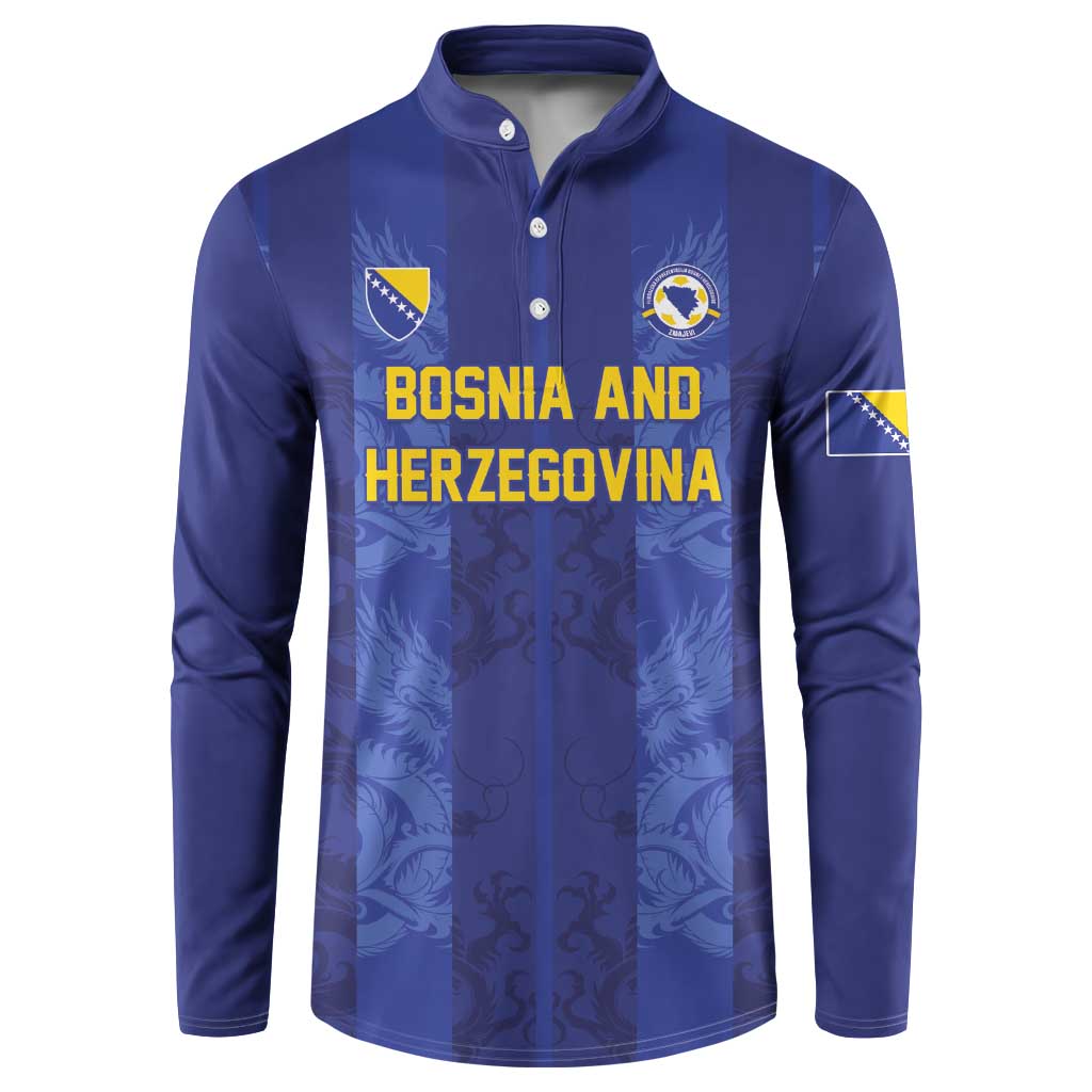 Custom Football 2026 Bosnia and Herzegovina Button Sweatshirt Zmajevi Go Champion