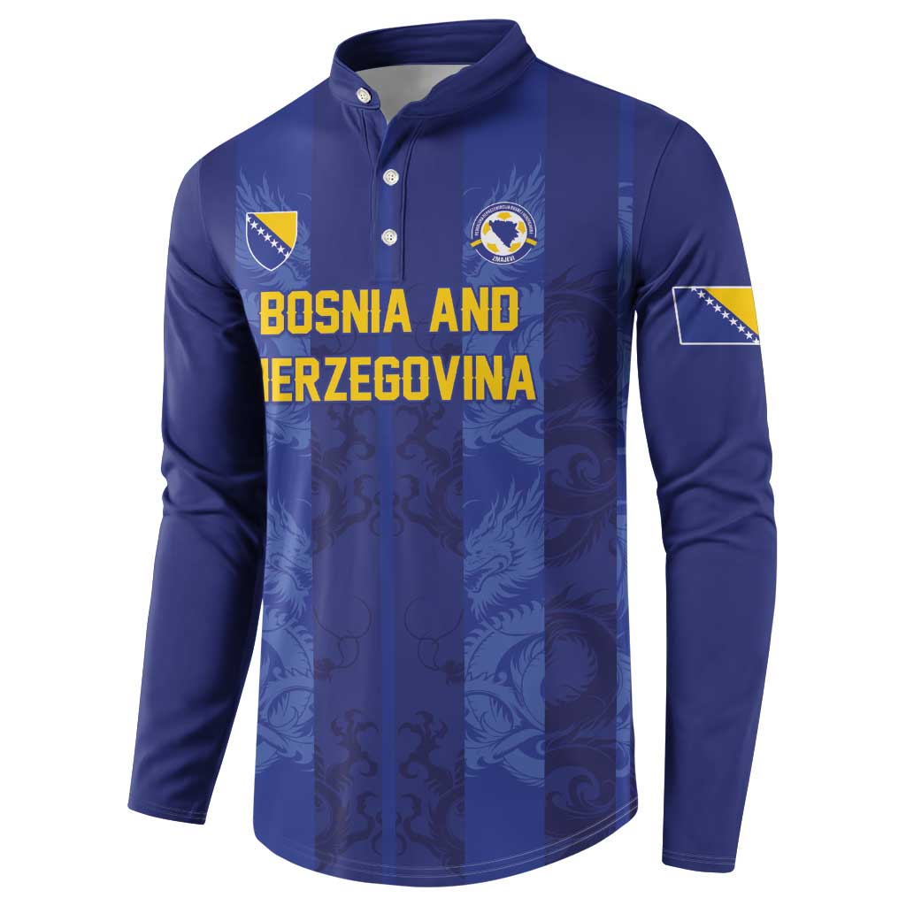 Custom Football 2026 Bosnia and Herzegovina Button Sweatshirt Zmajevi Go Champion