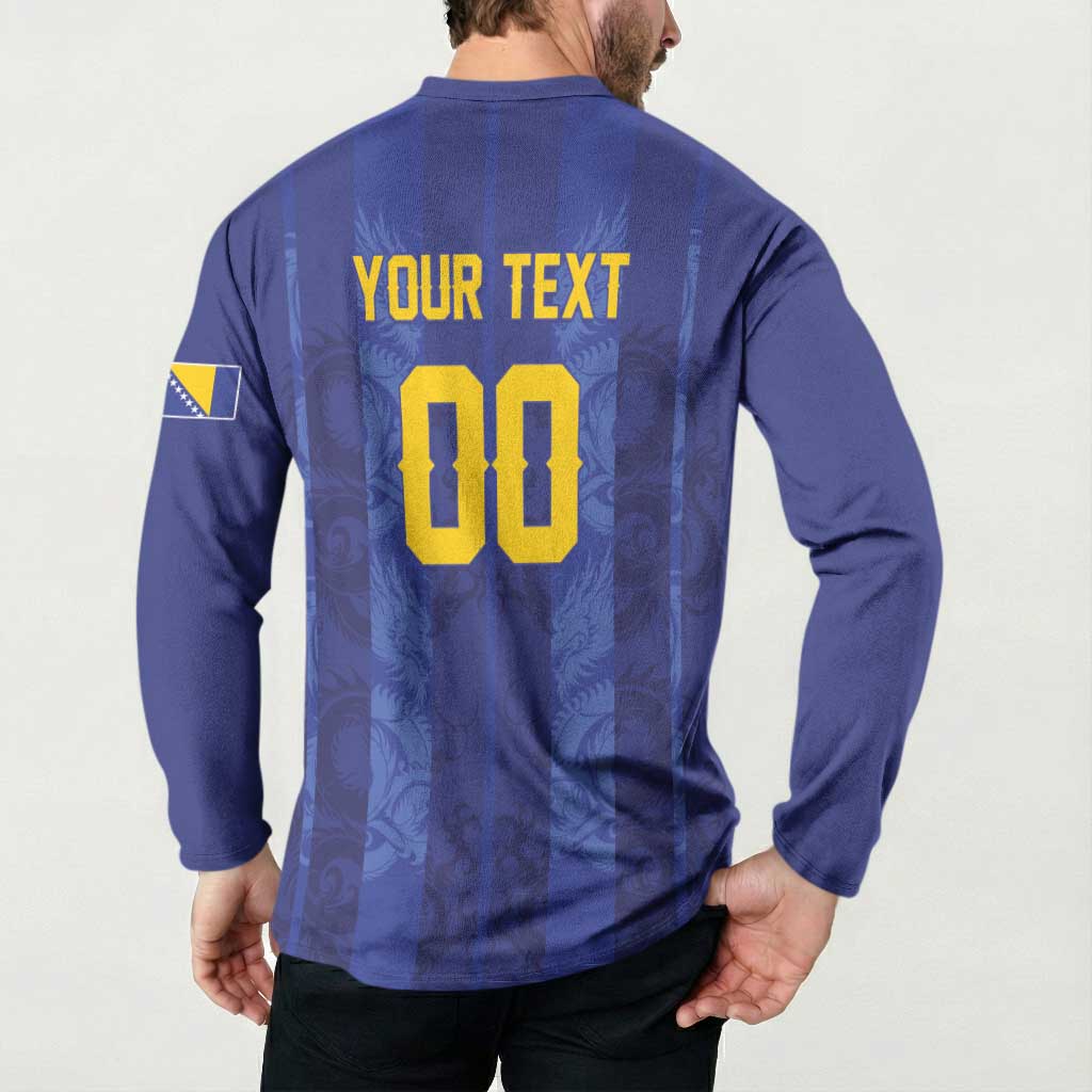 Custom Football 2026 Bosnia and Herzegovina Button Sweatshirt Zmajevi Go Champion