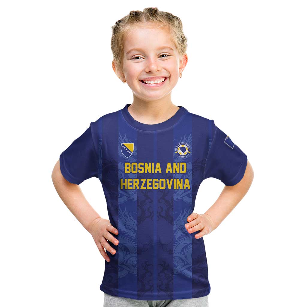 Custom Football 2026 Bosnia and Herzegovina Kid T Shirt Zmajevi Go Champion