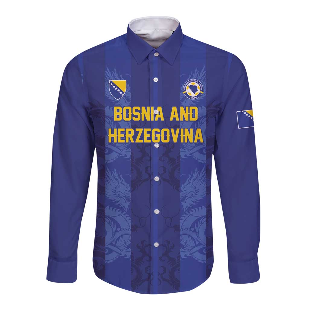 Custom Football 2026 Bosnia and Herzegovina Long Sleeve Button Shirt Zmajevi Go Champion