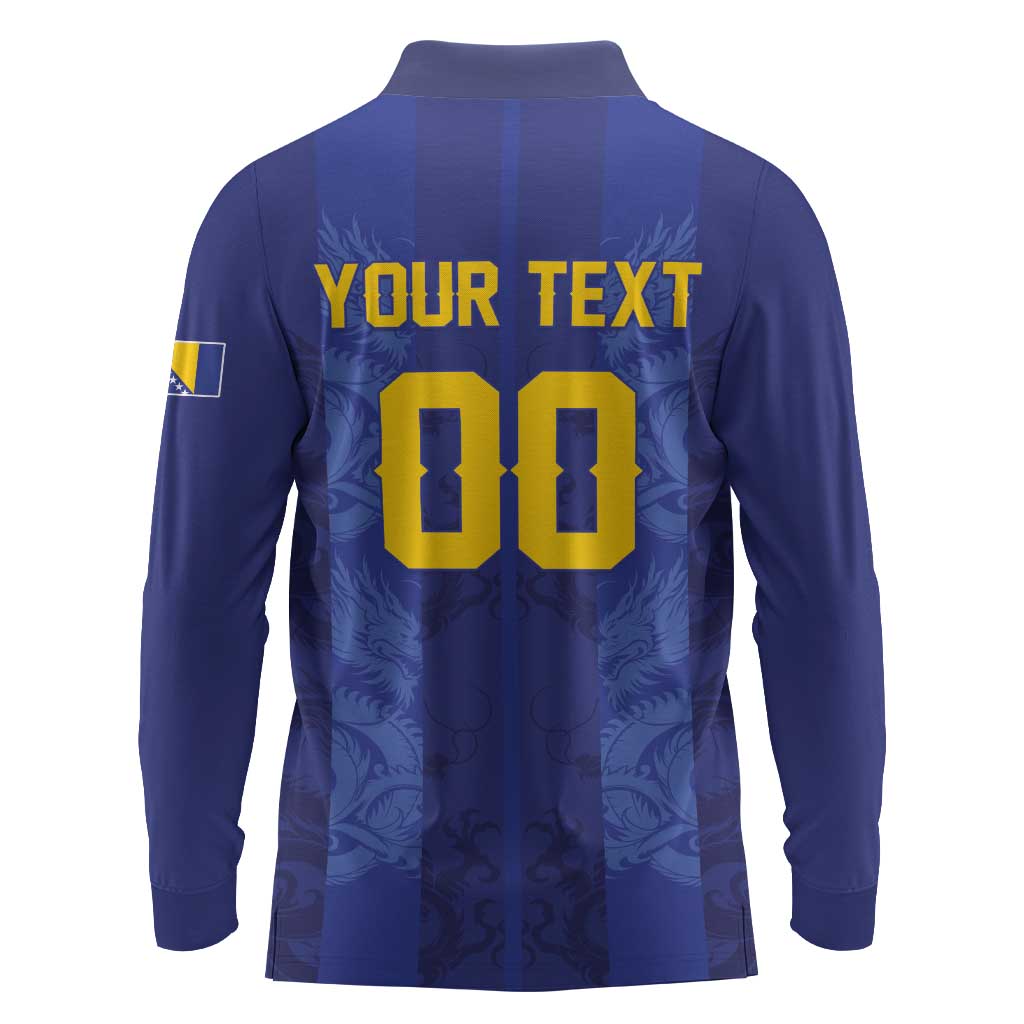 Custom Football 2026 Bosnia and Herzegovina Long Sleeve Polo Shirt Zmajevi Go Champion