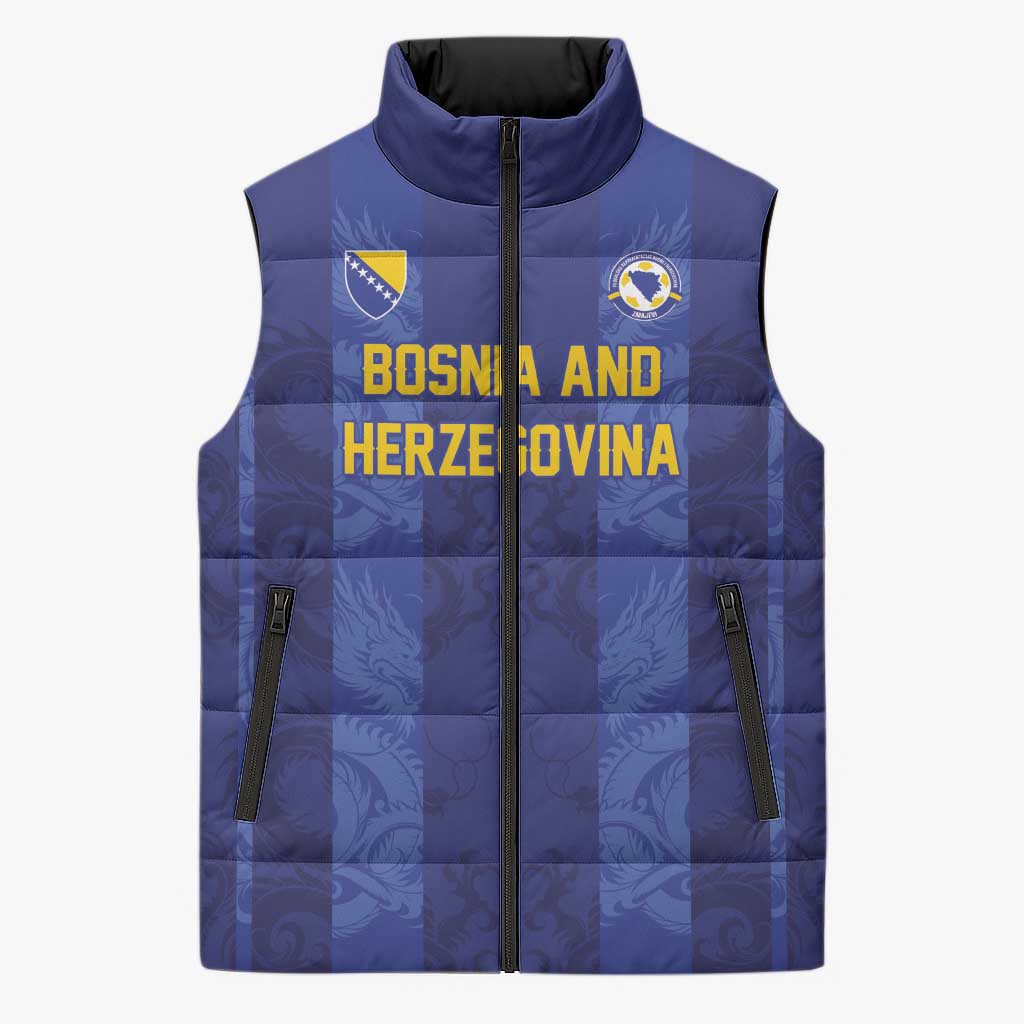 Custom Football 2026 Bosnia and Herzegovina Sleeveless Puffer Jacket Zmajevi Go Champion