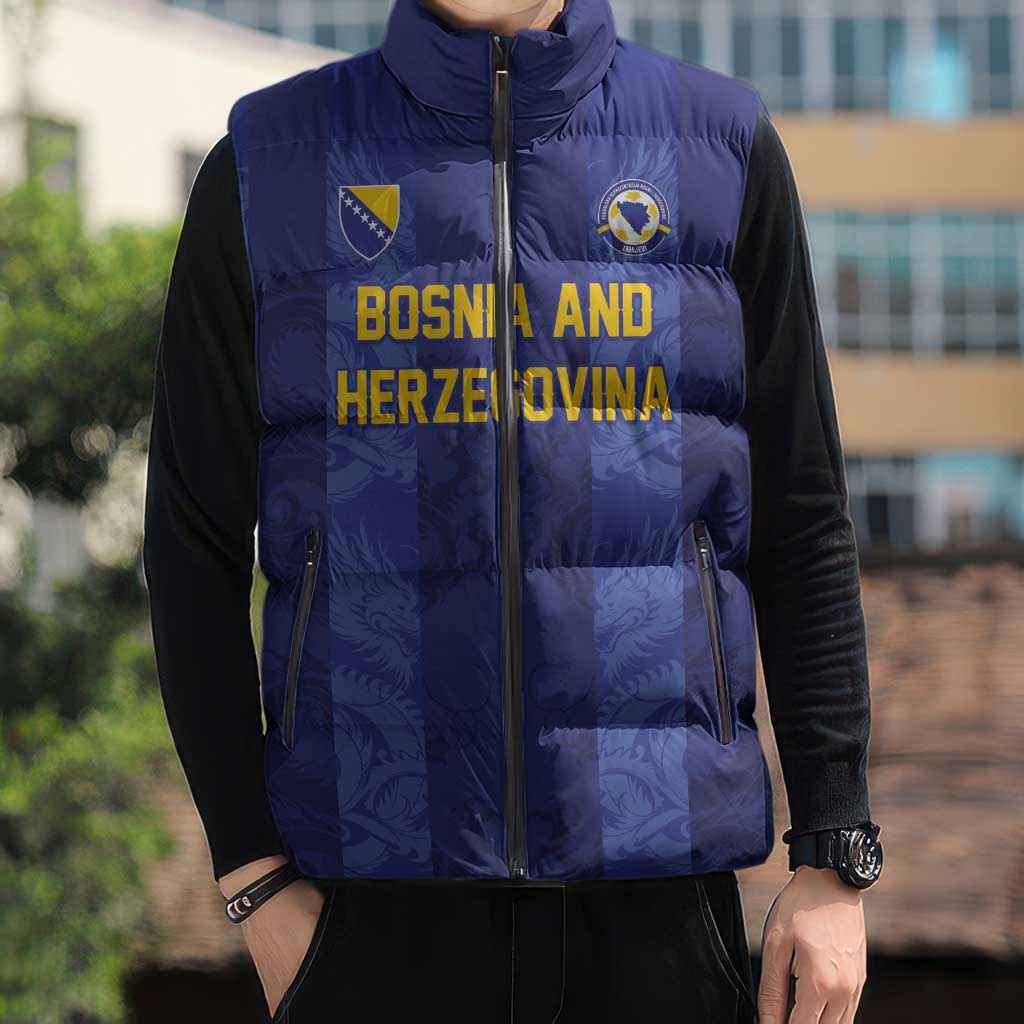 Custom Football 2026 Bosnia and Herzegovina Sleeveless Puffer Jacket Zmajevi Go Champion