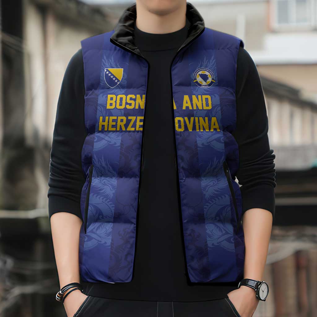Custom Football 2026 Bosnia and Herzegovina Sleeveless Puffer Jacket Zmajevi Go Champion
