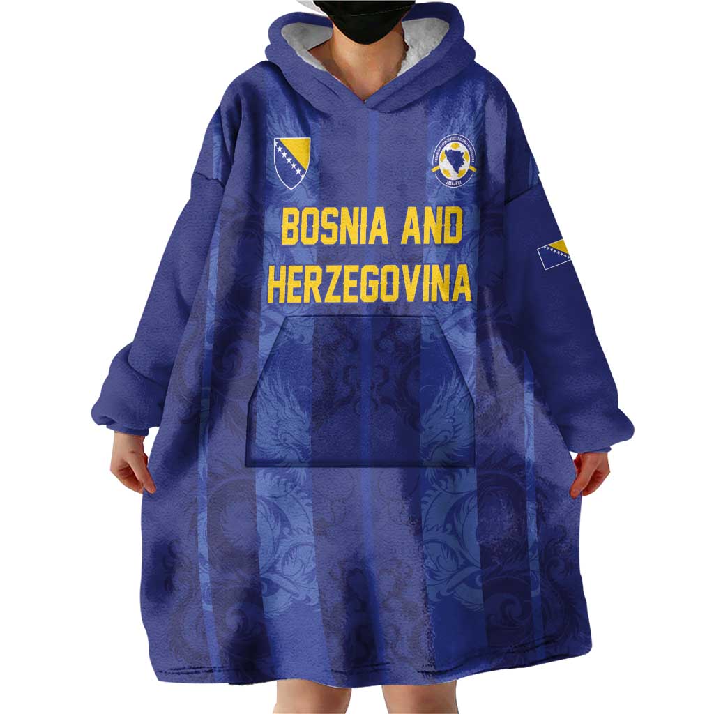 Custom Football 2026 Bosnia and Herzegovina Wearable Blanket Hoodie Zmajevi Go Champion