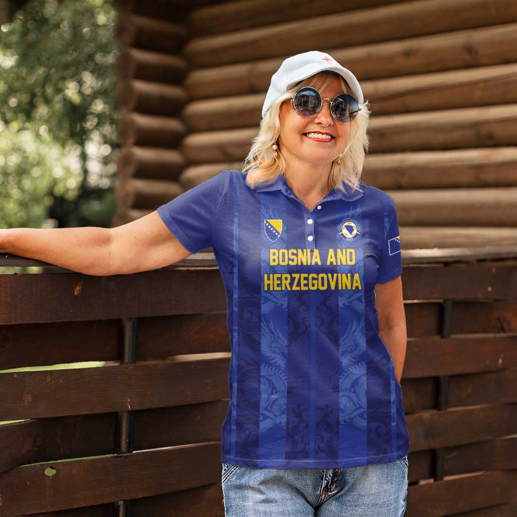Custom Football 2026 Bosnia and Herzegovina Women Polo Shirt Zmajevi Go Champion