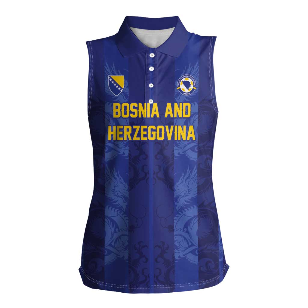 Custom Football 2026 Bosnia and Herzegovina Women Sleeveless Polo Shirt Zmajevi Go Champion