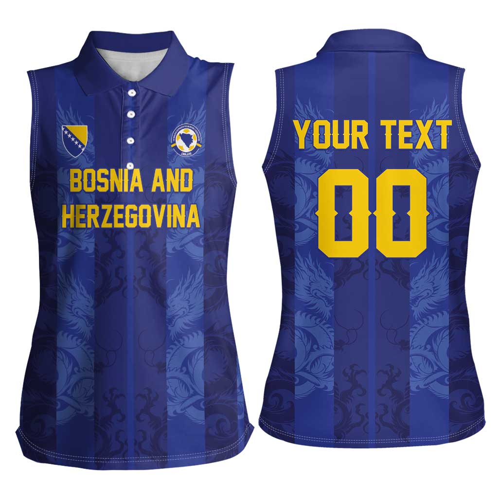 Custom Football 2026 Bosnia and Herzegovina Women Sleeveless Polo Shirt Zmajevi Go Champion