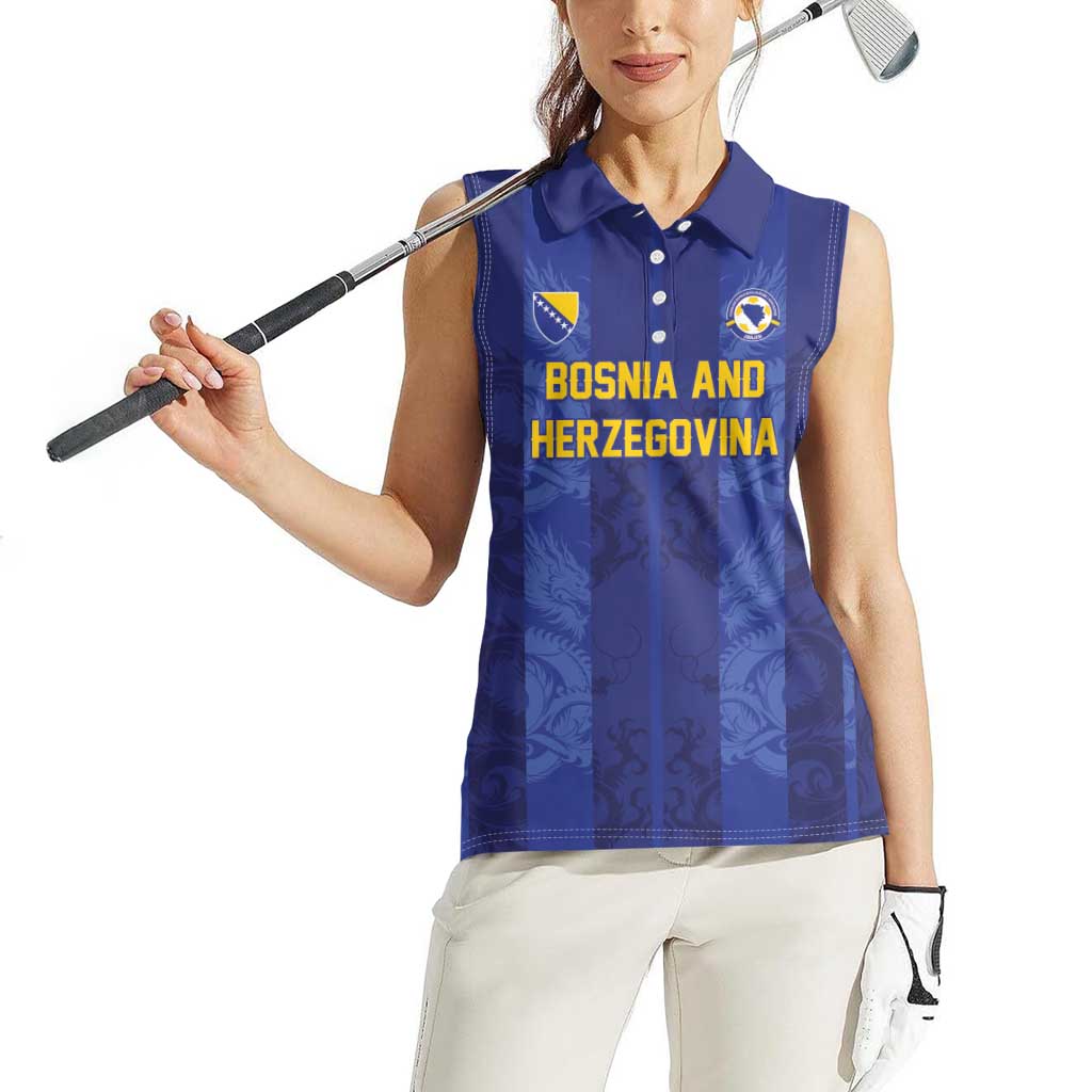 Custom Football 2026 Bosnia and Herzegovina Women Sleeveless Polo Shirt Zmajevi Go Champion