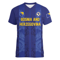Custom Football 2026 Bosnia and Herzegovina Women V-Neck T-Shirt Zmajevi Go Champion