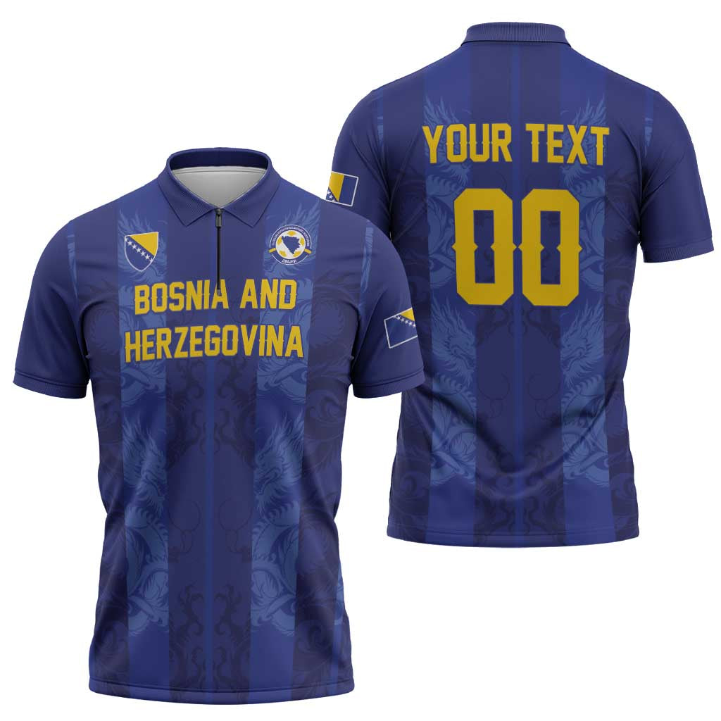 Custom Football 2026 Bosnia and Herzegovina Zipper Polo Shirt Zmajevi Go Champion