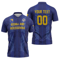 Custom Football 2026 Bosnia and Herzegovina Zipper Polo Shirt Zmajevi Go Champion