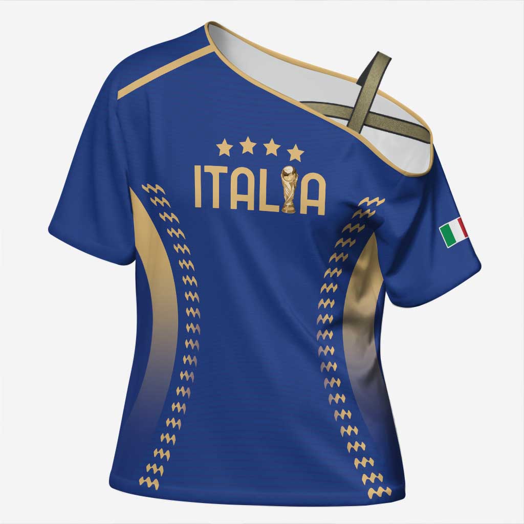 Custom Football 2026 Italia Cross Shoulder Shirt Forza Azzurri