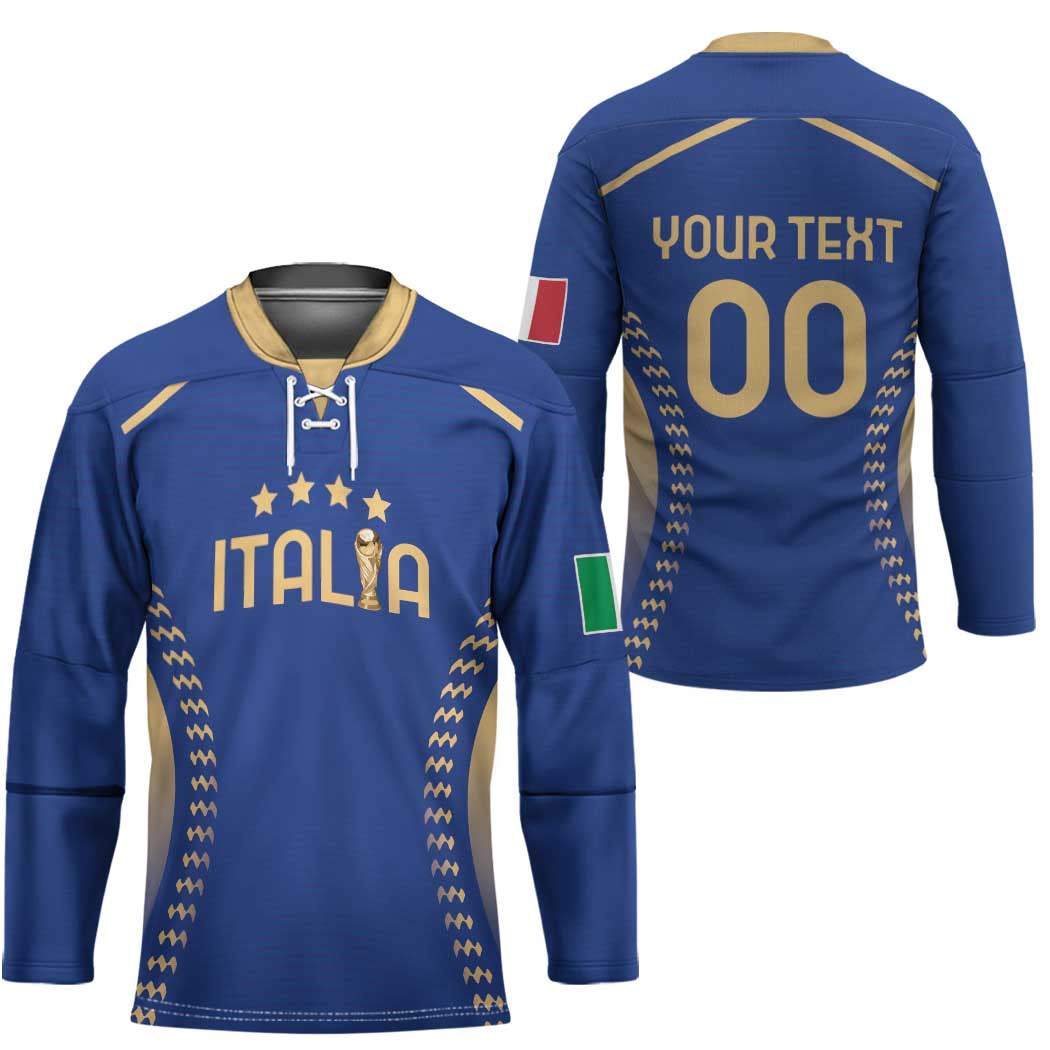 Custom Football 2026 Italia Hockey Jersey Forza Azzurri