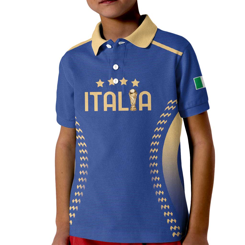 Custom Football 2026 Italia Kid Polo Shirt Forza Azzurri