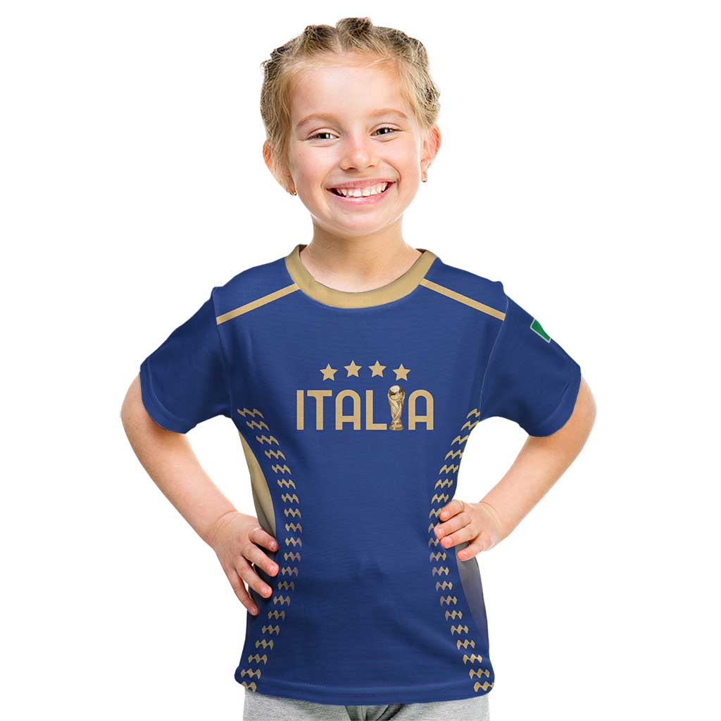 Custom Football 2026 Italia Kid T Shirt Forza Azzurri