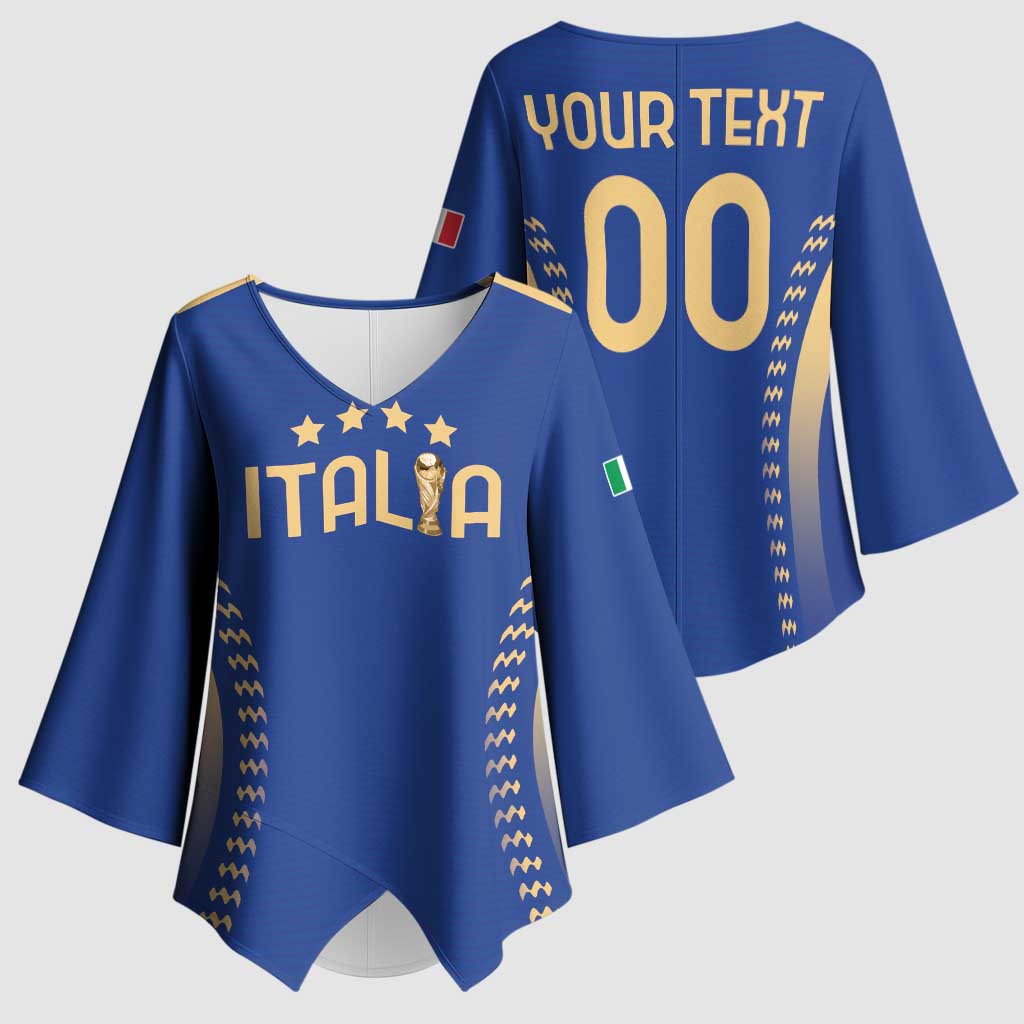 Custom Football 2026 Italia Kimono Sleeve Blouse Forza Azzurri