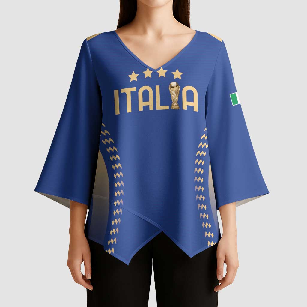 Custom Football 2026 Italia Kimono Sleeve Blouse Forza Azzurri