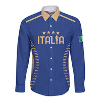 Custom Football 2026 Italia Long Sleeve Button Shirt Forza Azzurri