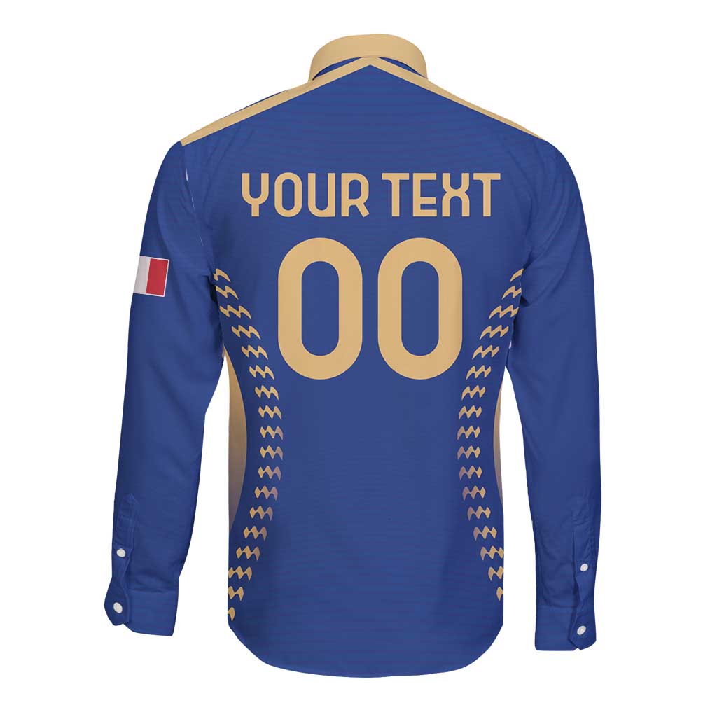 Custom Football 2026 Italia Long Sleeve Button Shirt Forza Azzurri