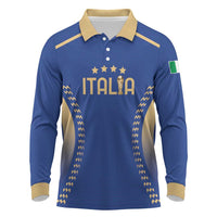 Custom Football 2026 Italia Long Sleeve Polo Shirt Forza Azzurri