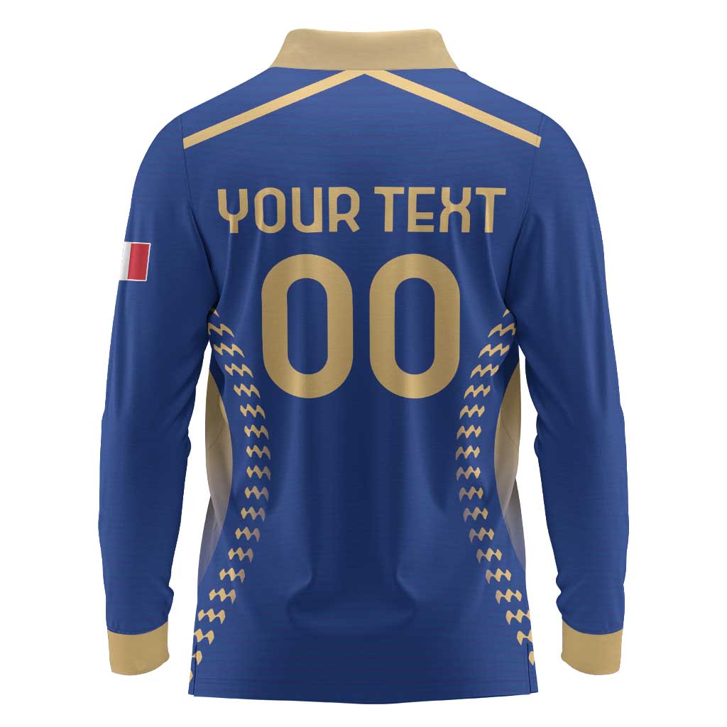 Custom Football 2026 Italia Long Sleeve Polo Shirt Forza Azzurri