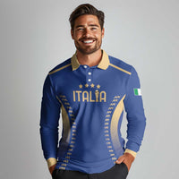 Custom Football 2026 Italia Long Sleeve Polo Shirt Forza Azzurri