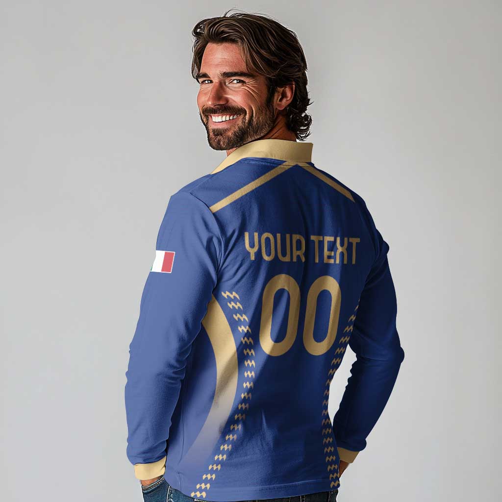 Custom Football 2026 Italia Long Sleeve Polo Shirt Forza Azzurri