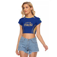 Custom Football 2026 Italia Raglan Cropped T Shirt Forza Azzurri