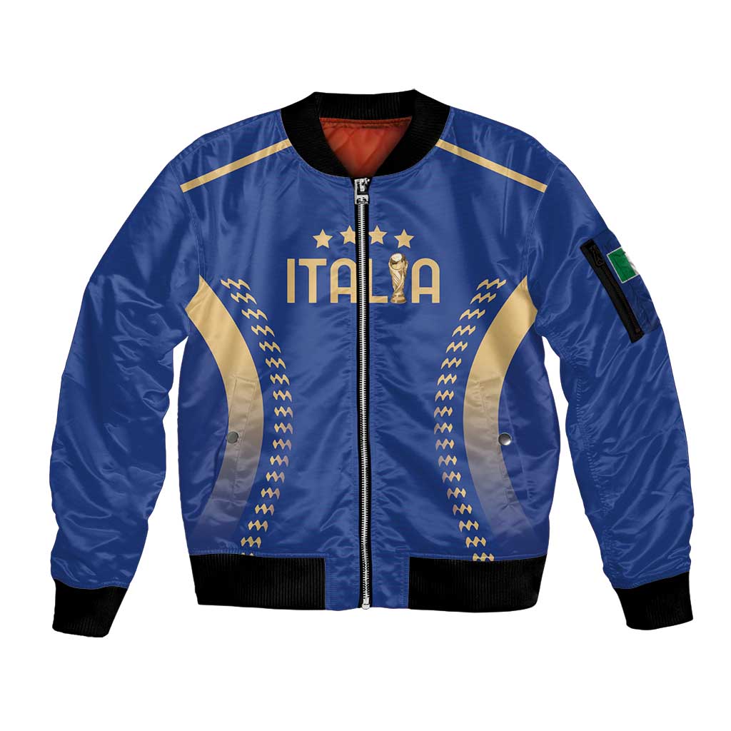 Custom Football 2026 Italia Sleeve Zip Bomber Jacket Forza Azzurri