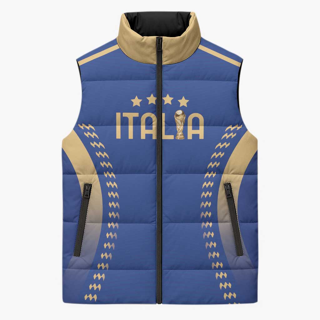 Custom Football 2026 Italia Sleeveless Puffer Jacket Forza Azzurri