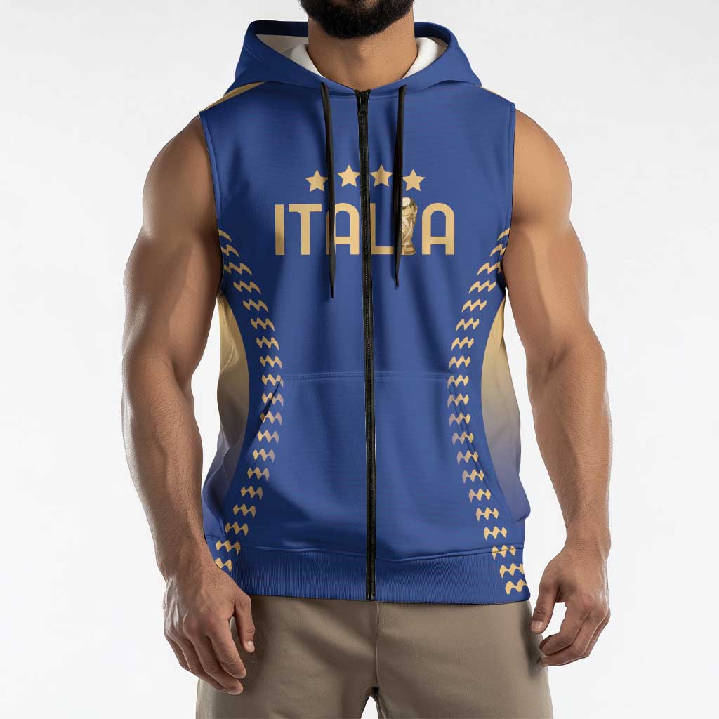 Custom Football 2026 Italia Sleeveless Zip Hoodie Forza Azzurri