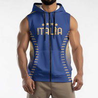 Custom Football 2026 Italia Sleeveless Zip Hoodie Forza Azzurri