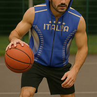 Custom Football 2026 Italia Sleeveless Zip Hoodie Forza Azzurri