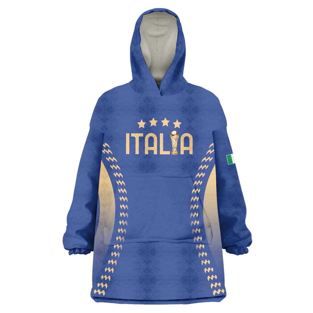 Custom Football 2026 Italia Wearable Blanket Hoodie Forza Azzurri