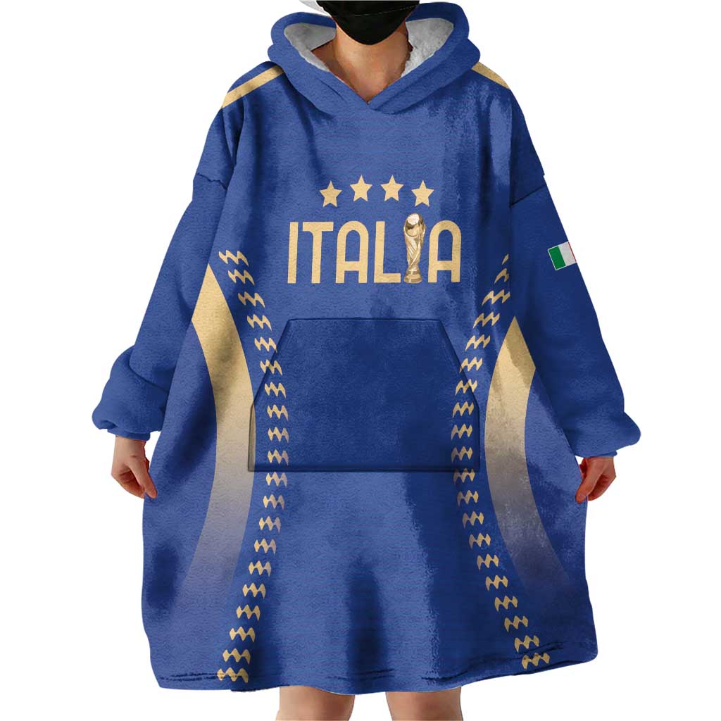 Custom Football 2026 Italia Wearable Blanket Hoodie Forza Azzurri