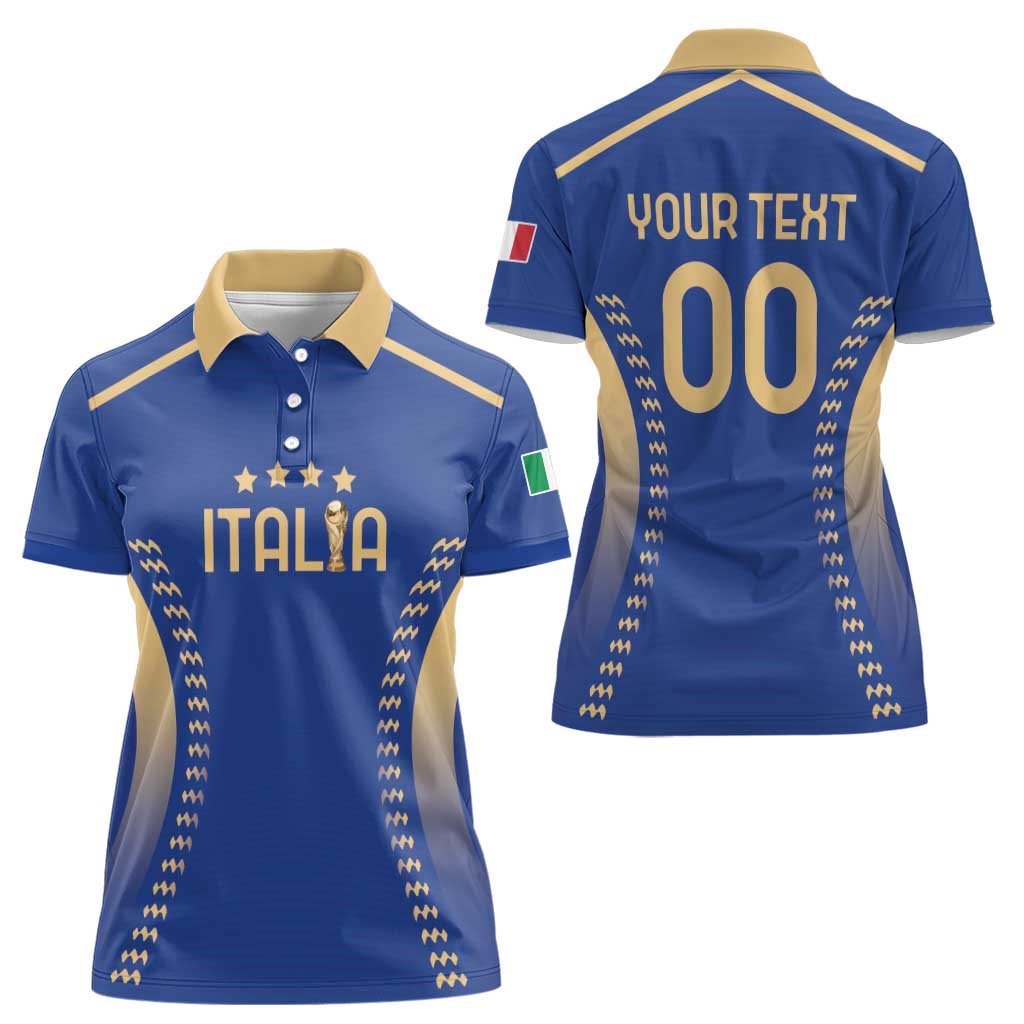 Custom Football 2026 Italia Women Polo Shirt Forza Azzurri