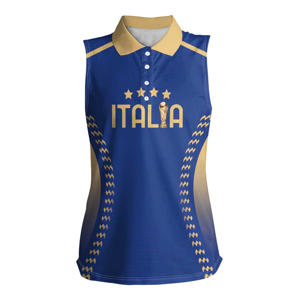 Custom Football 2026 Italia Women Sleeveless Polo Shirt Forza Azzurri